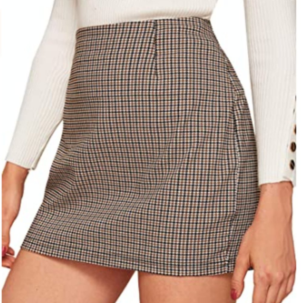 Women's Plaid High Waist Bodycon Mini Skirt